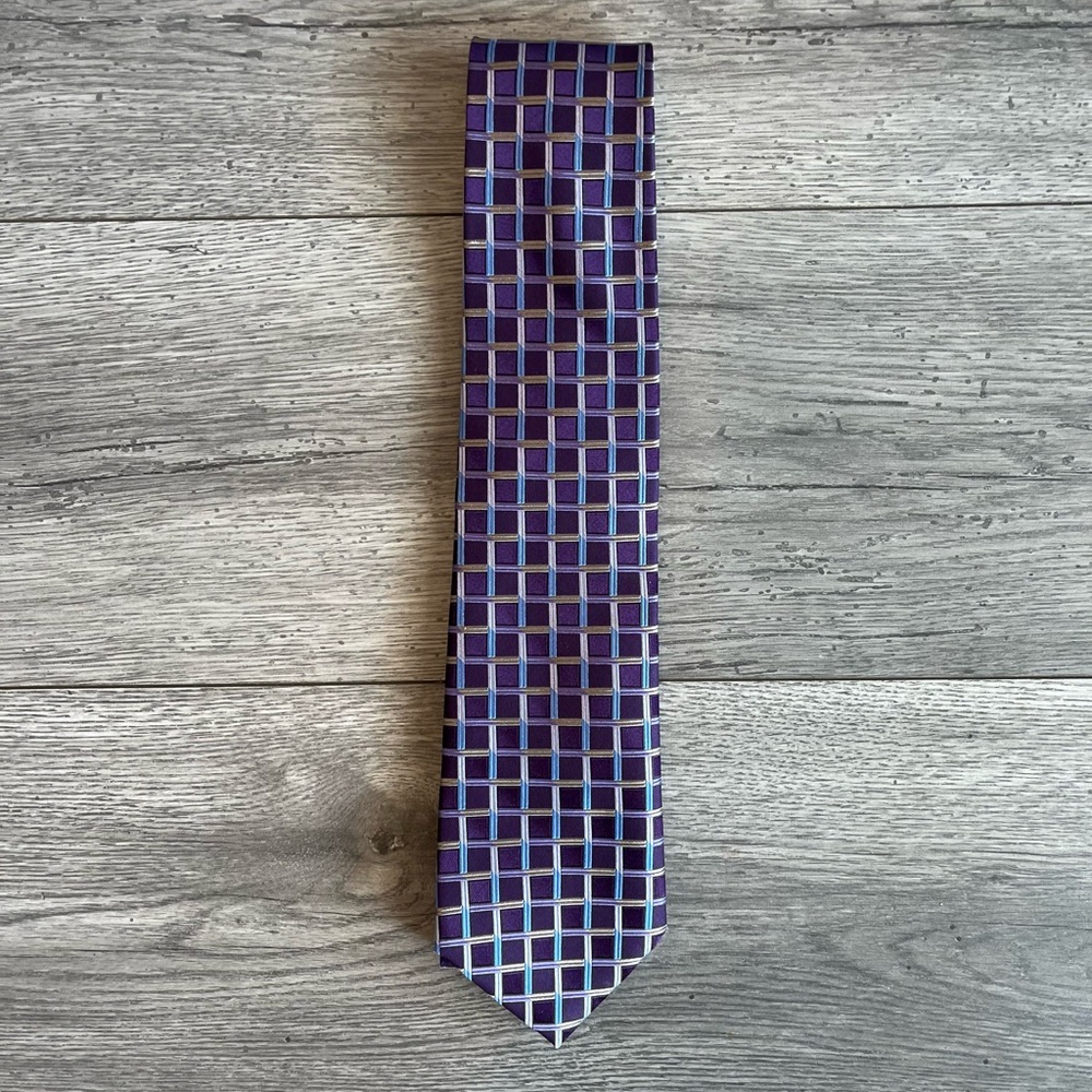Club Room by Charter Club Mens Neck Tie Square Print Silk Workwear Dressy Formal